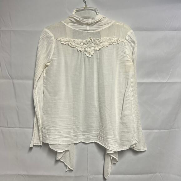 Promod White Gauzy Open Front Cardigan Size Small - Picture 6 of 11